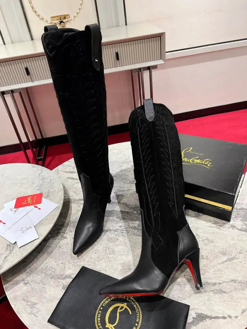 Christian Louboutin Long High boots with 3D embroidery on the upper CL 85MM 798002