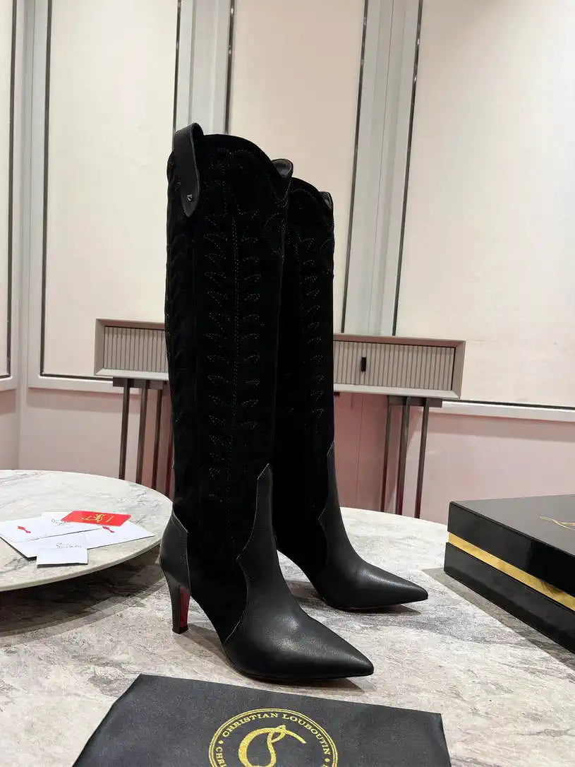 Christian Louboutin Long High boots with 3D embroidery on the upper CL 85MM 798002