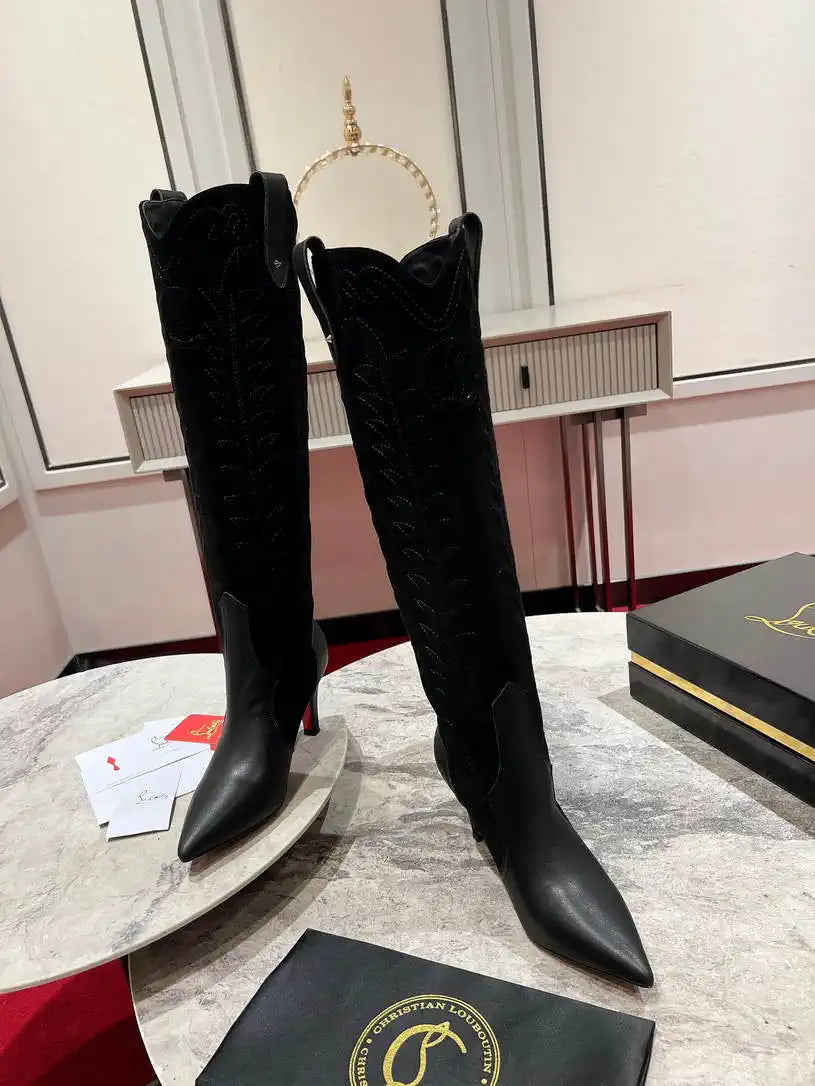 Christian Louboutin Long High boots with 3D embroidery on the upper CL 85MM 798002