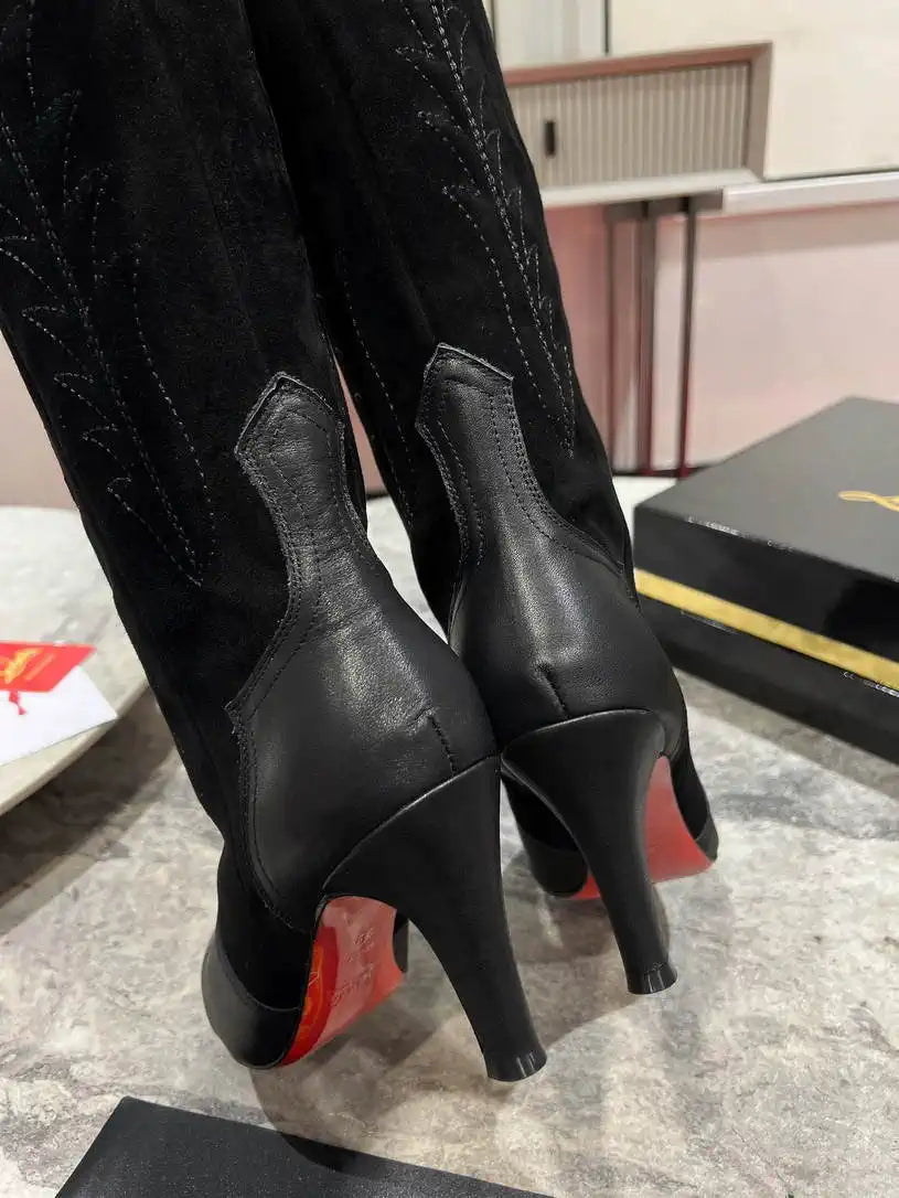 Christian Louboutin Long High boots with 3D embroidery on the upper CL 85MM 798002
