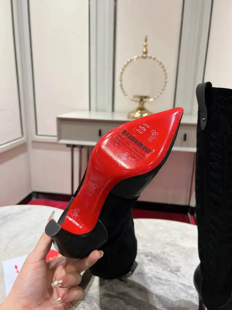Christian Louboutin Long High boots with 3D embroidery on the upper CL 85MM 798002
