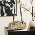 Chanel Clutch with Leather Strap  Calfskin Leopard polka dot & Gold-Tone Metal AP5360