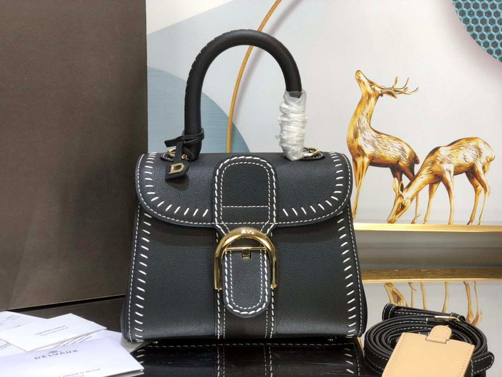 Delvaux AA0406 Brillant Mini Rodeo Surpique Calf Bag Black