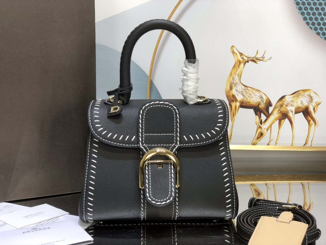 Delvaux AA0406 Brillant Mini Rodeo Surpique Calf Bag Black
