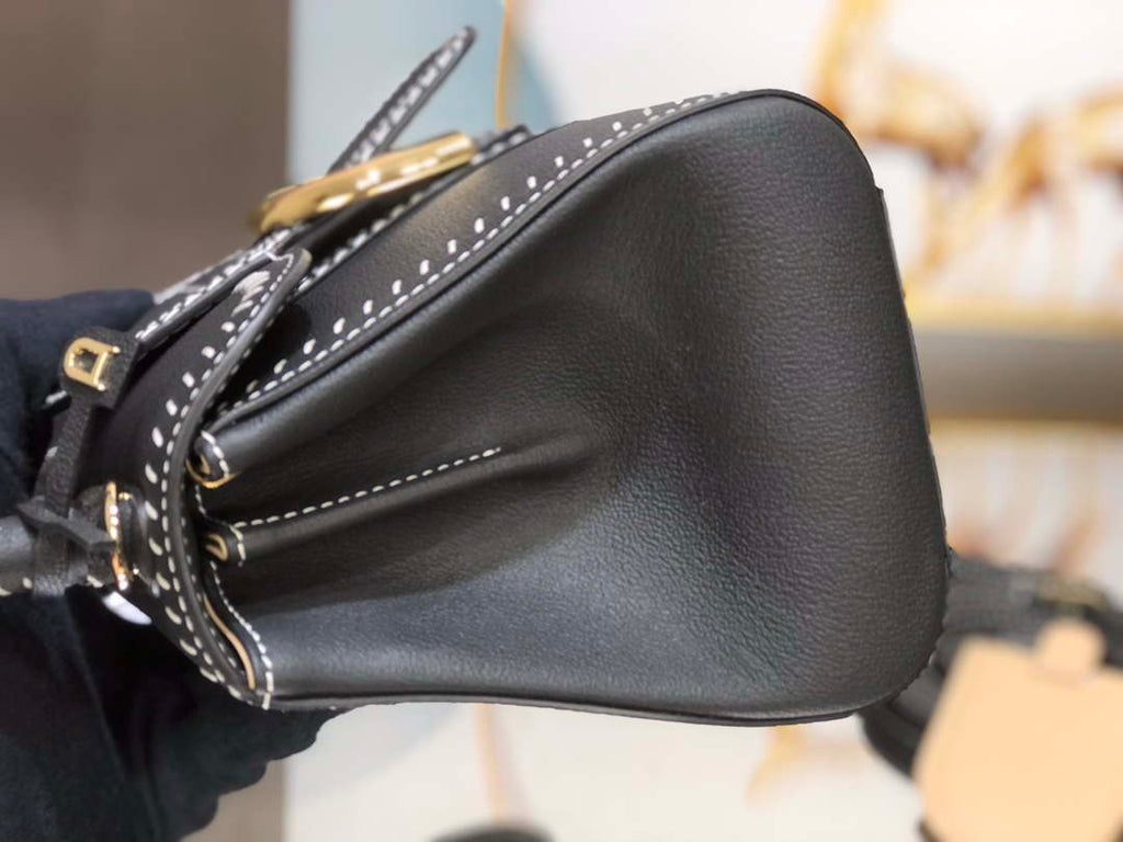 Delvaux AA0406 Brillant Mini Rodeo Surpique Calf Bag Black