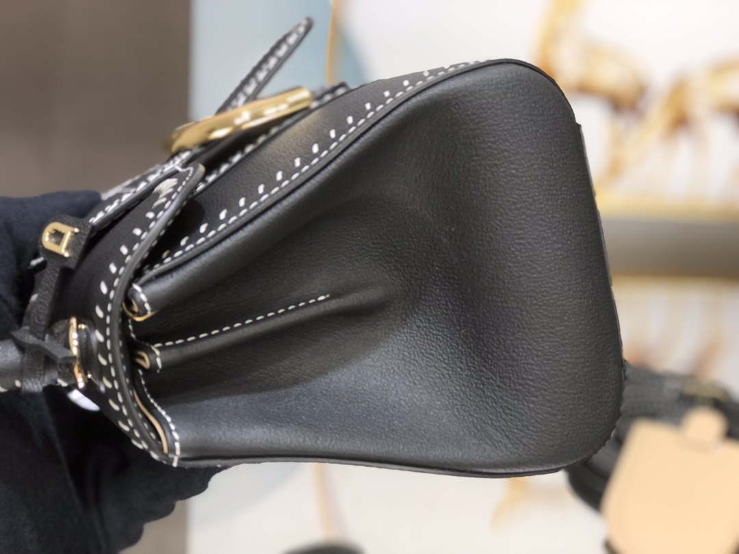 Delvaux AA0406 Brillant Mini Rodeo Surpique Calf Bag Black