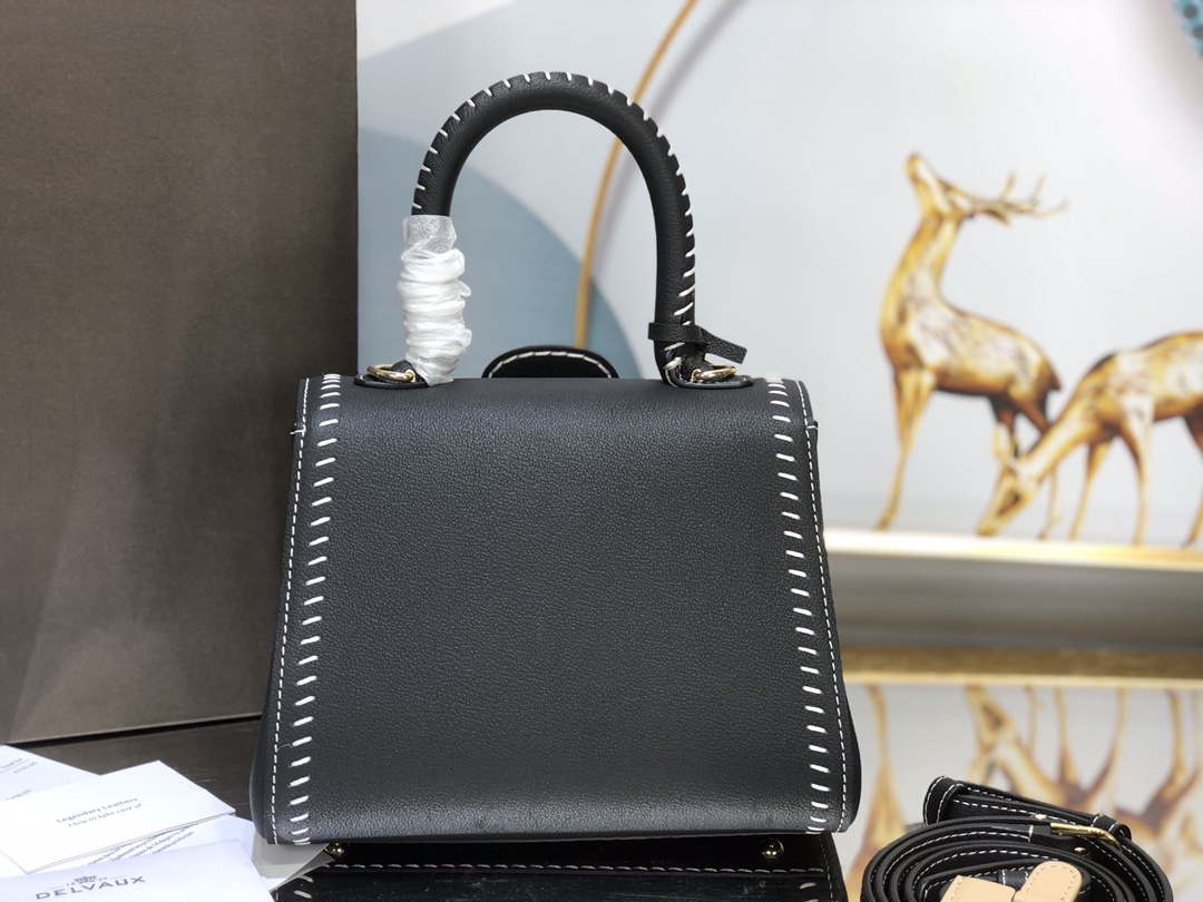 Delvaux AA0406 Brillant Mini Rodeo Surpique Calf Bag Black