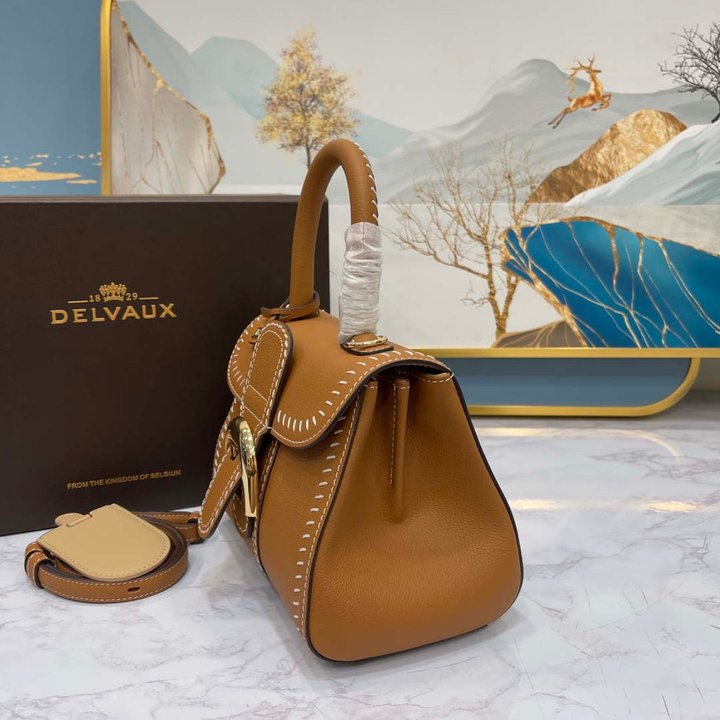 Delvaux AA0406 Brillant Mini Rodeo Surpique Calf Bag Caramel