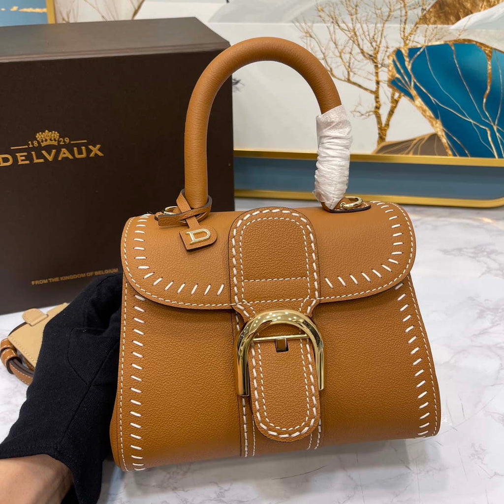 Delvaux AA0406 Brillant Mini Rodeo Surpique Calf Bag Caramel