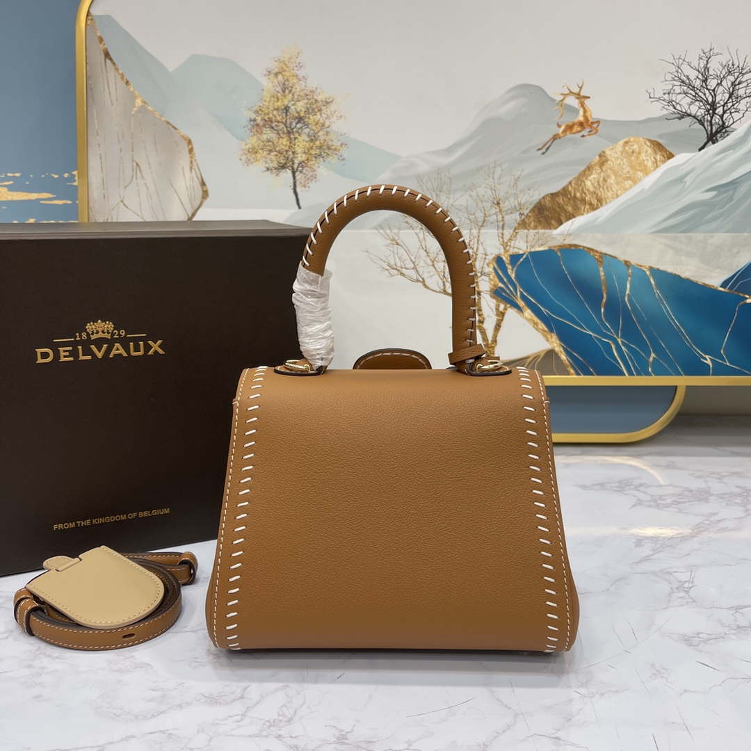 Delvaux AA0406 Brillant Mini Rodeo Surpique Calf Bag Caramel