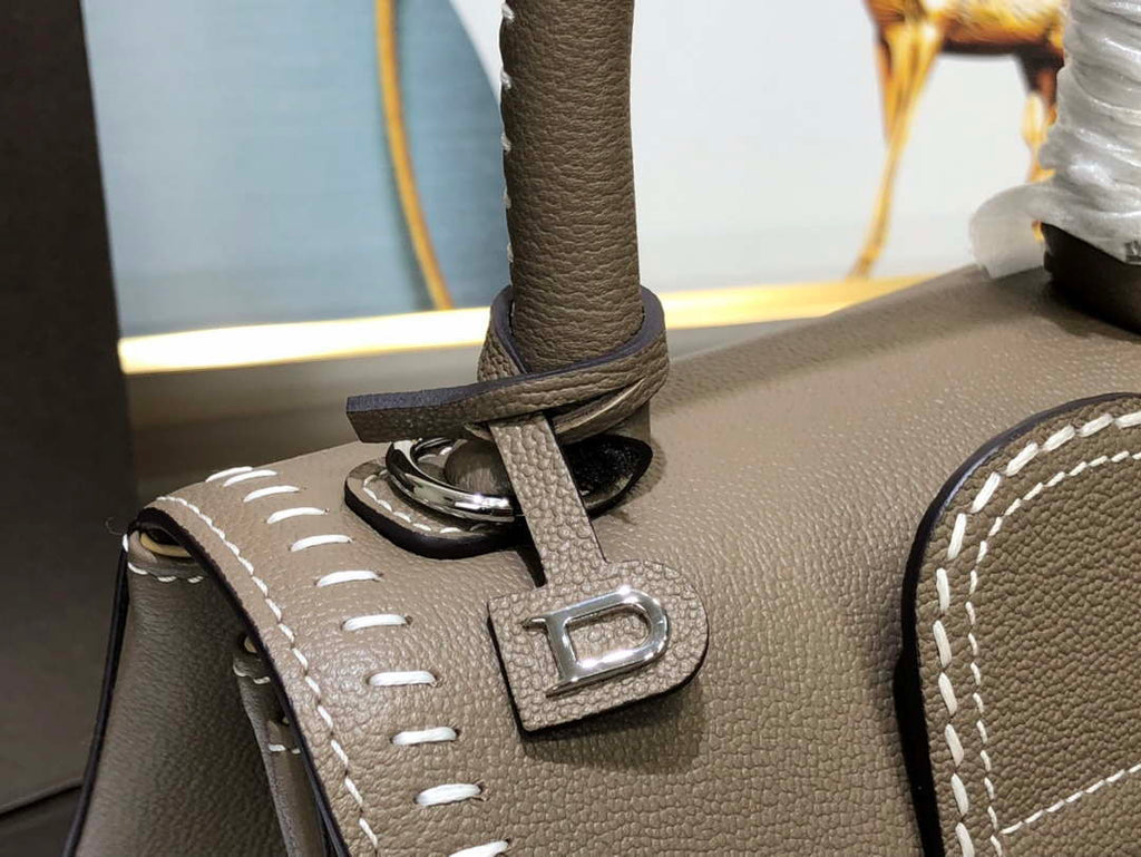 Delvaux AA0406 Brillant Mini Rodeo Surpique Calf Bag Dark Gray