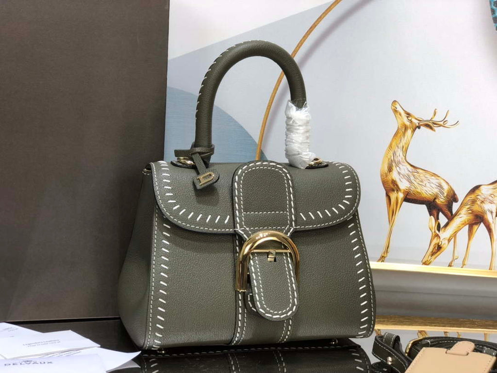 Delvaux AA0406 Brillant Mini Rodeo Surpique Calf Bag Dark Green