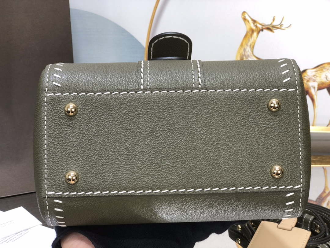 Delvaux AA0406 Brillant Mini Rodeo Surpique Calf Bag Dark Green