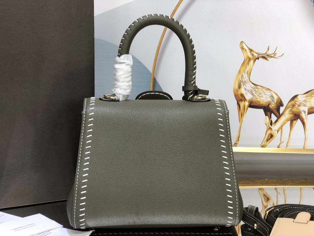 Delvaux AA0406 Brillant Mini Rodeo Surpique Calf Bag Dark Green