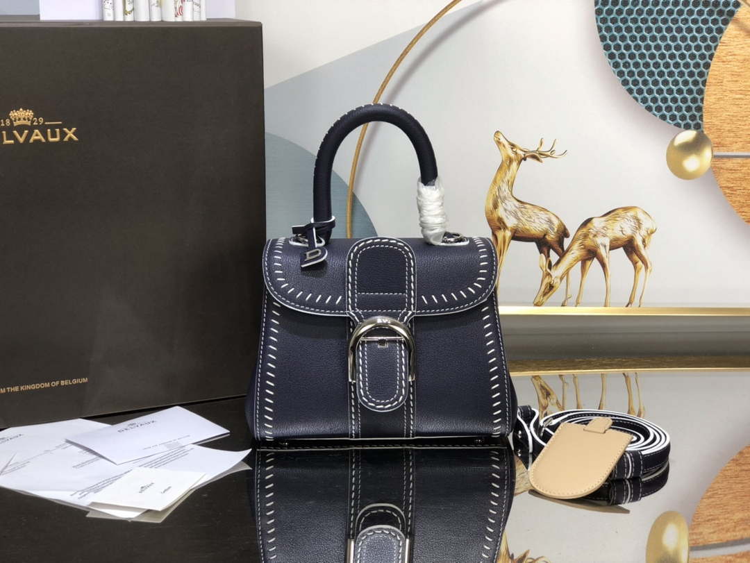 Delvaux AA0406 Brillant Mini Rodeo Surpique Calf Bag Navy Blue - Default Title - View 1