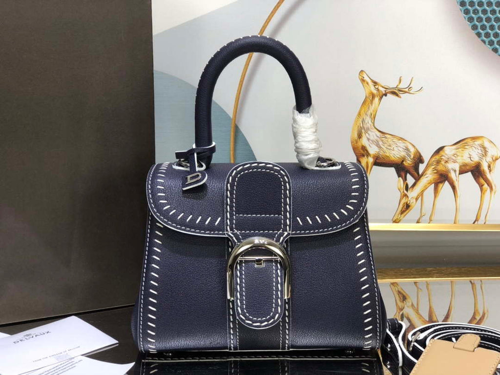 Delvaux AA0406 Brillant Mini Rodeo Surpique Calf Bag Navy Blue