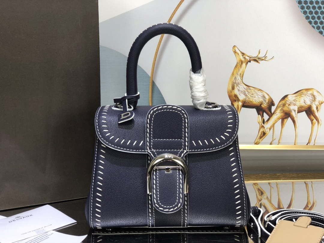 Delvaux AA0406 Brillant Mini Rodeo Surpique Calf Bag Navy Blue