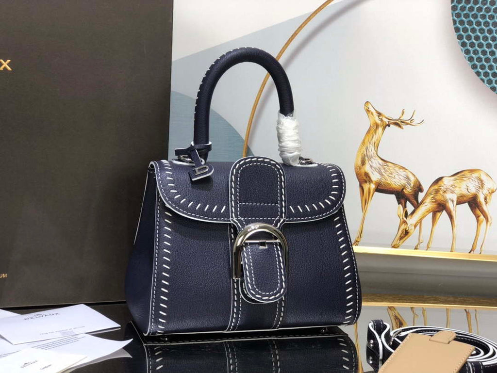 Delvaux AA0406 Brillant Mini Rodeo Surpique Calf Bag Navy Blue