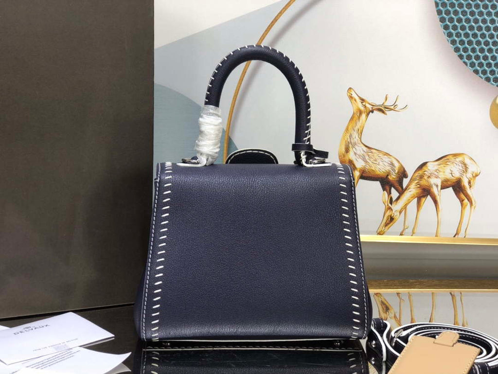 Delvaux AA0406 Brillant Mini Rodeo Surpique Calf Bag Navy Blue