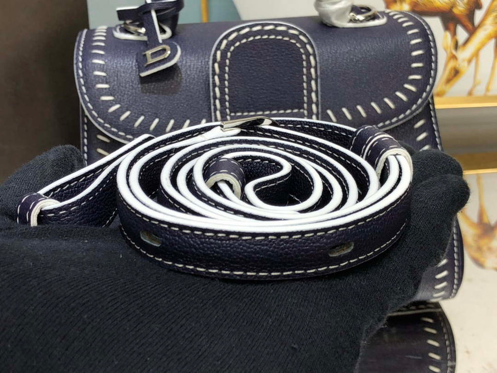 Delvaux AA0406 Brillant Mini Rodeo Surpique Calf Bag Navy Blue