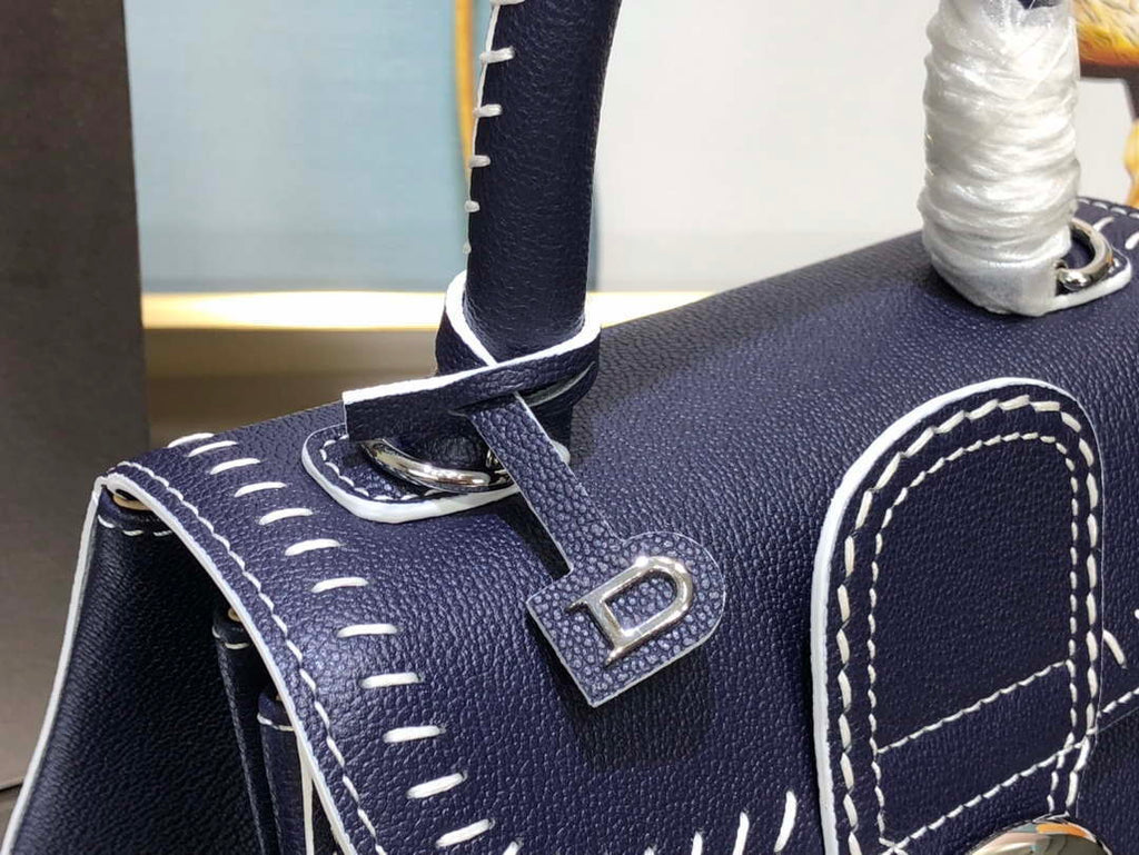 Delvaux AA0406 Brillant Mini Rodeo Surpique Calf Bag Navy Blue