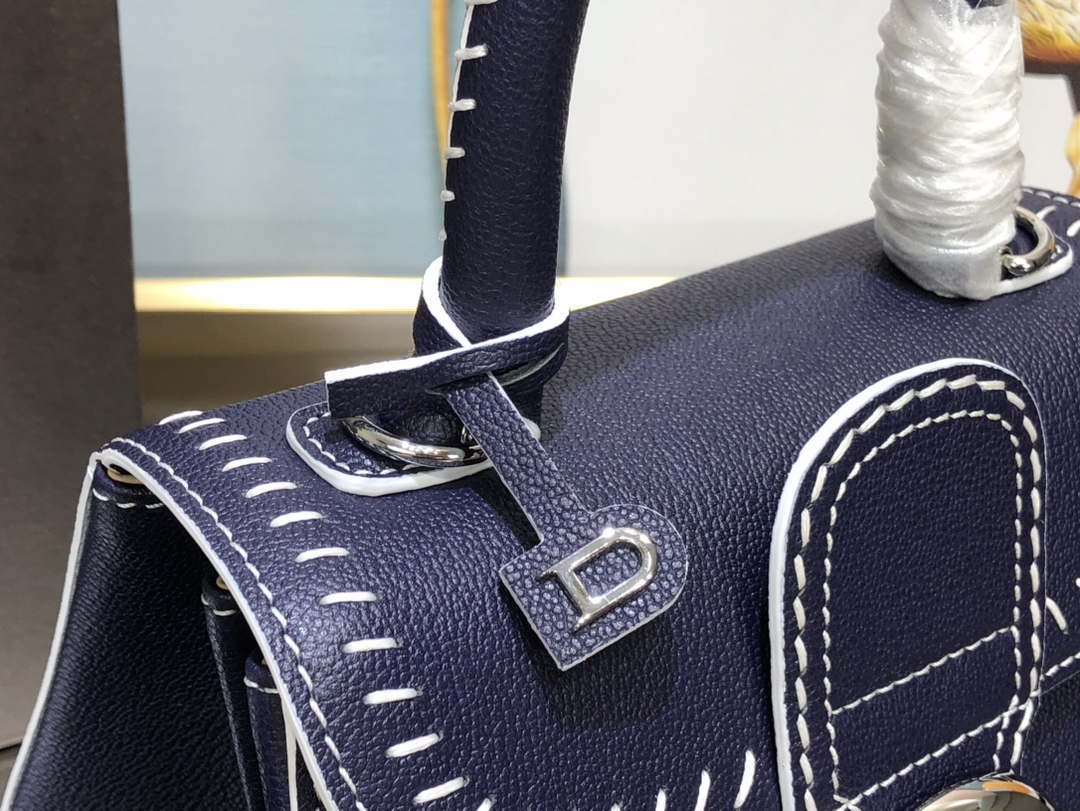 Delvaux AA0406 Brillant Mini Rodeo Surpique Calf Bag Navy Blue