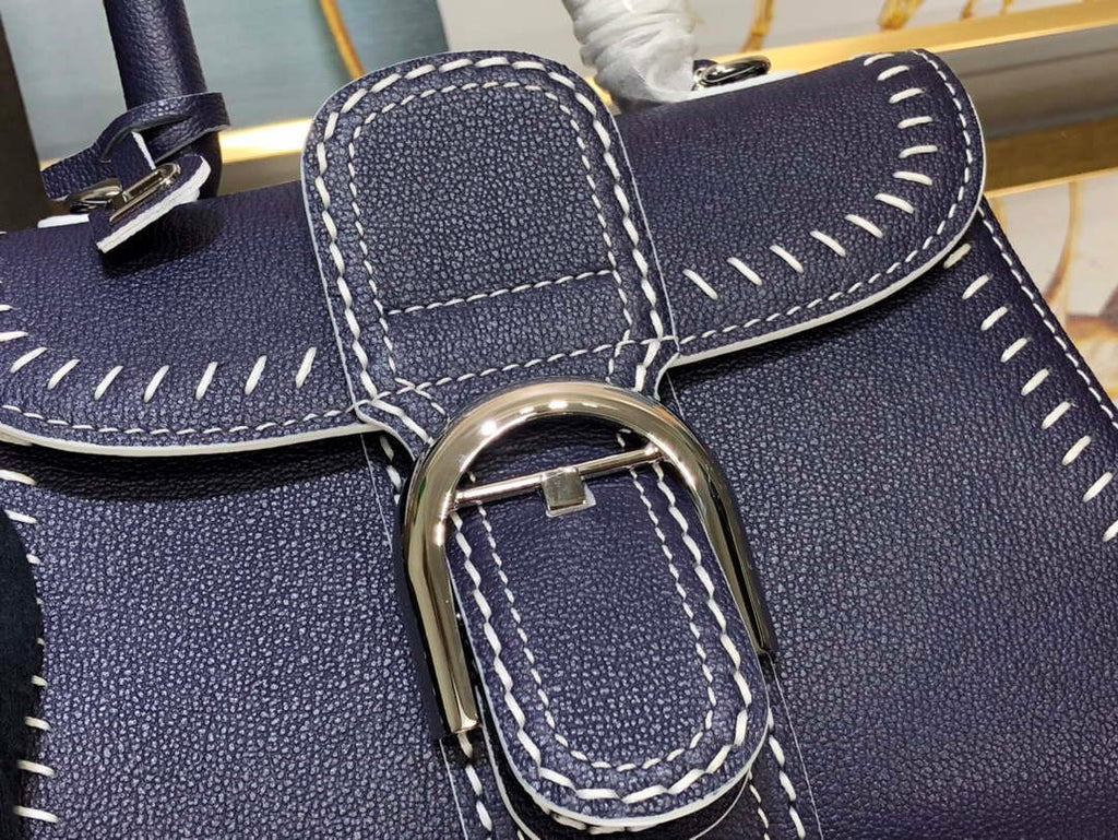 Delvaux AA0406 Brillant Mini Rodeo Surpique Calf Bag Navy Blue