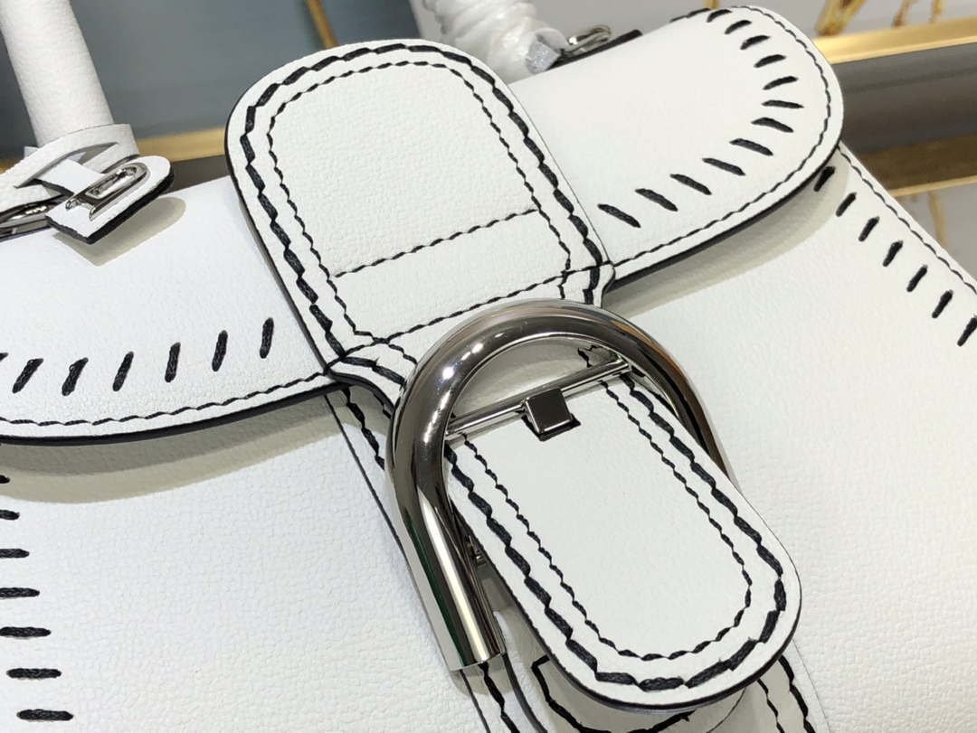 Delvaux AA0406 Brillant Mini Rodeo Surpique Calf Bag White