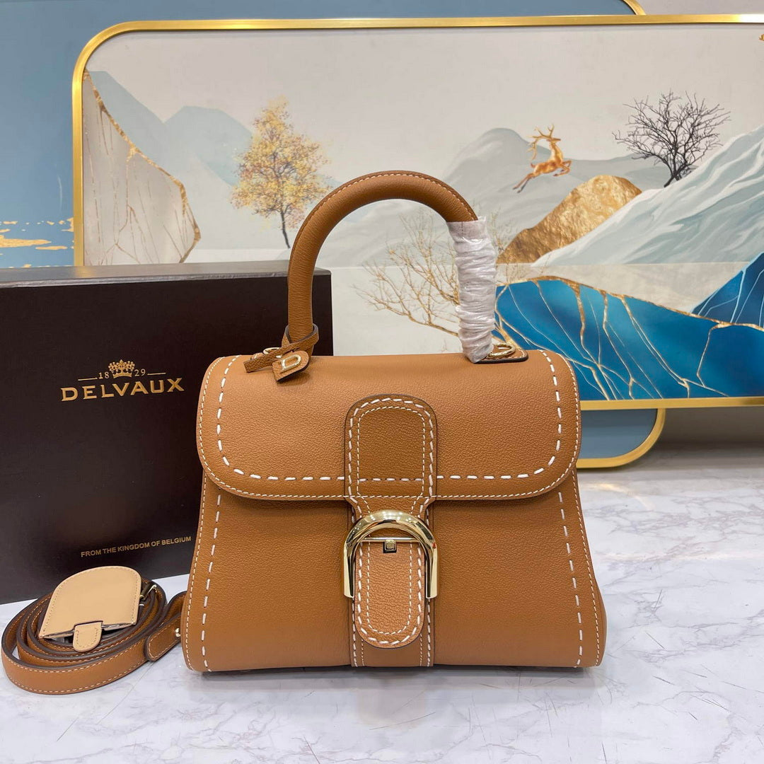 Delvaux AA0406 Brillant Mini Rodeo Surpique Calf Bag Caramel