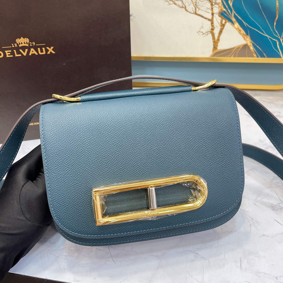 Delvaux AA0574 Lingot Alpina Calf Bag Blue