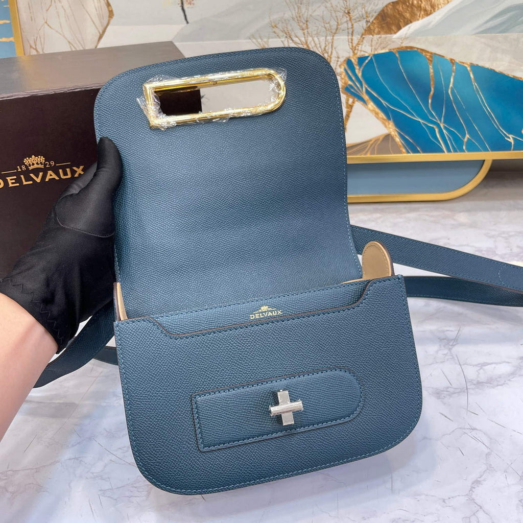 Delvaux AA0574 Lingot Alpina Calf Bag Blue