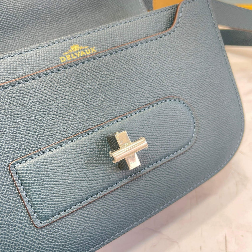 Delvaux AA0574 Lingot Alpina Calf Bag Blue