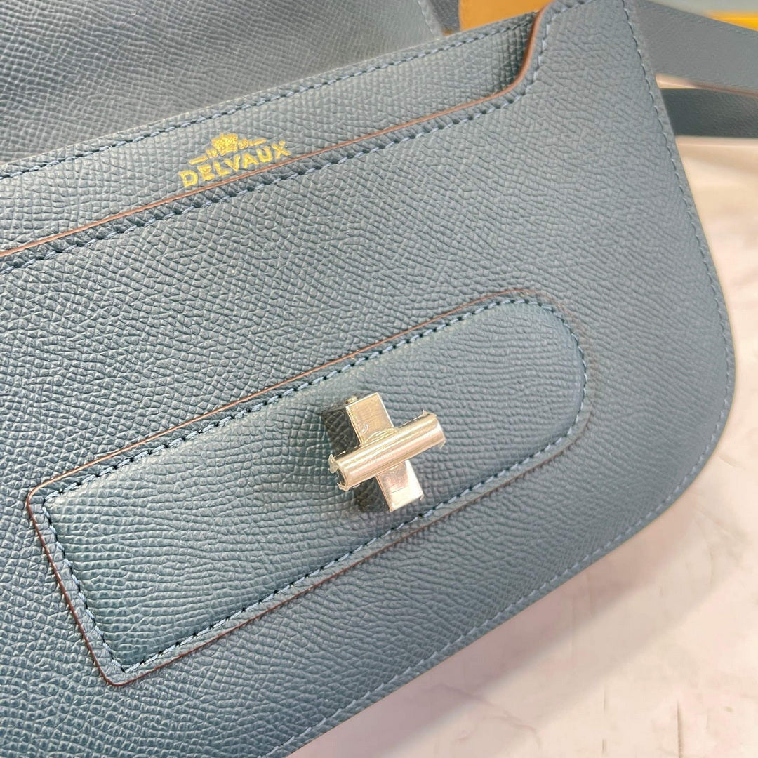 Delvaux AA0574 Lingot Alpina Calf Bag Blue