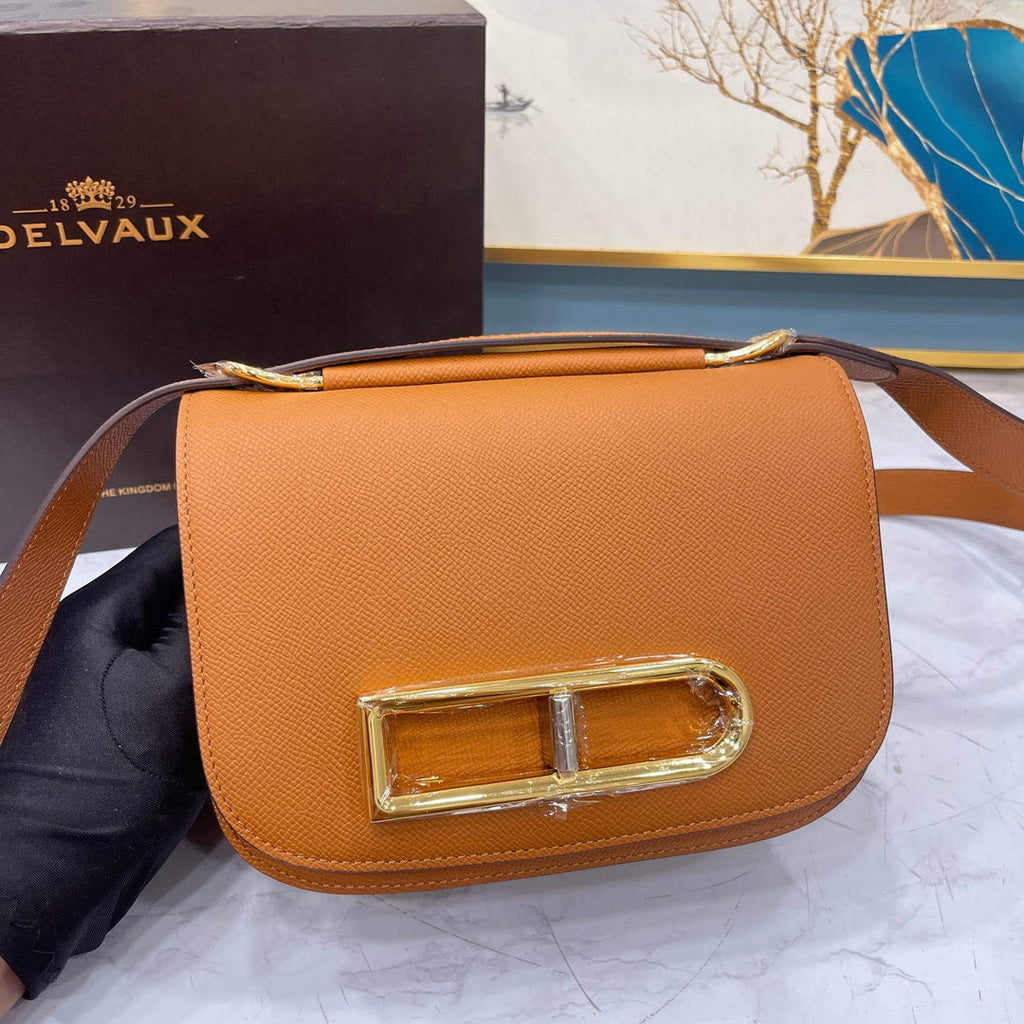 Delvaux AA0574 Lingot Alpina Calf Bag Caramel