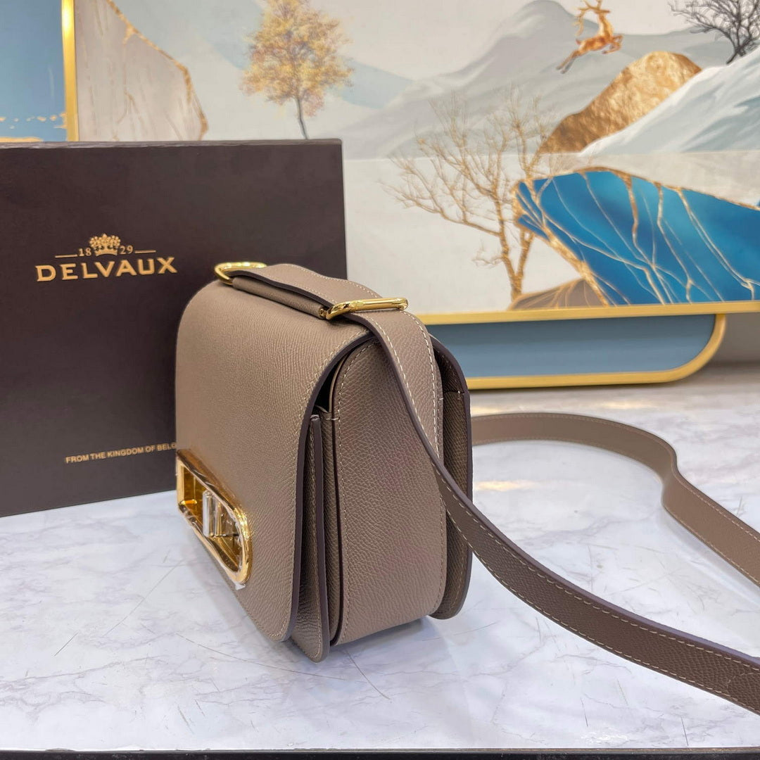 Delvaux AA0574 Lingot Alpina Calf Bag Elephant Gray