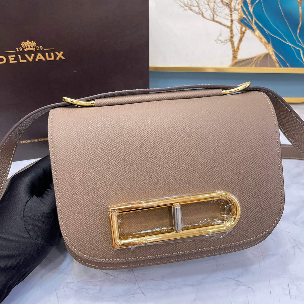 Delvaux AA0574 Lingot Alpina Calf Bag Elephant Gray