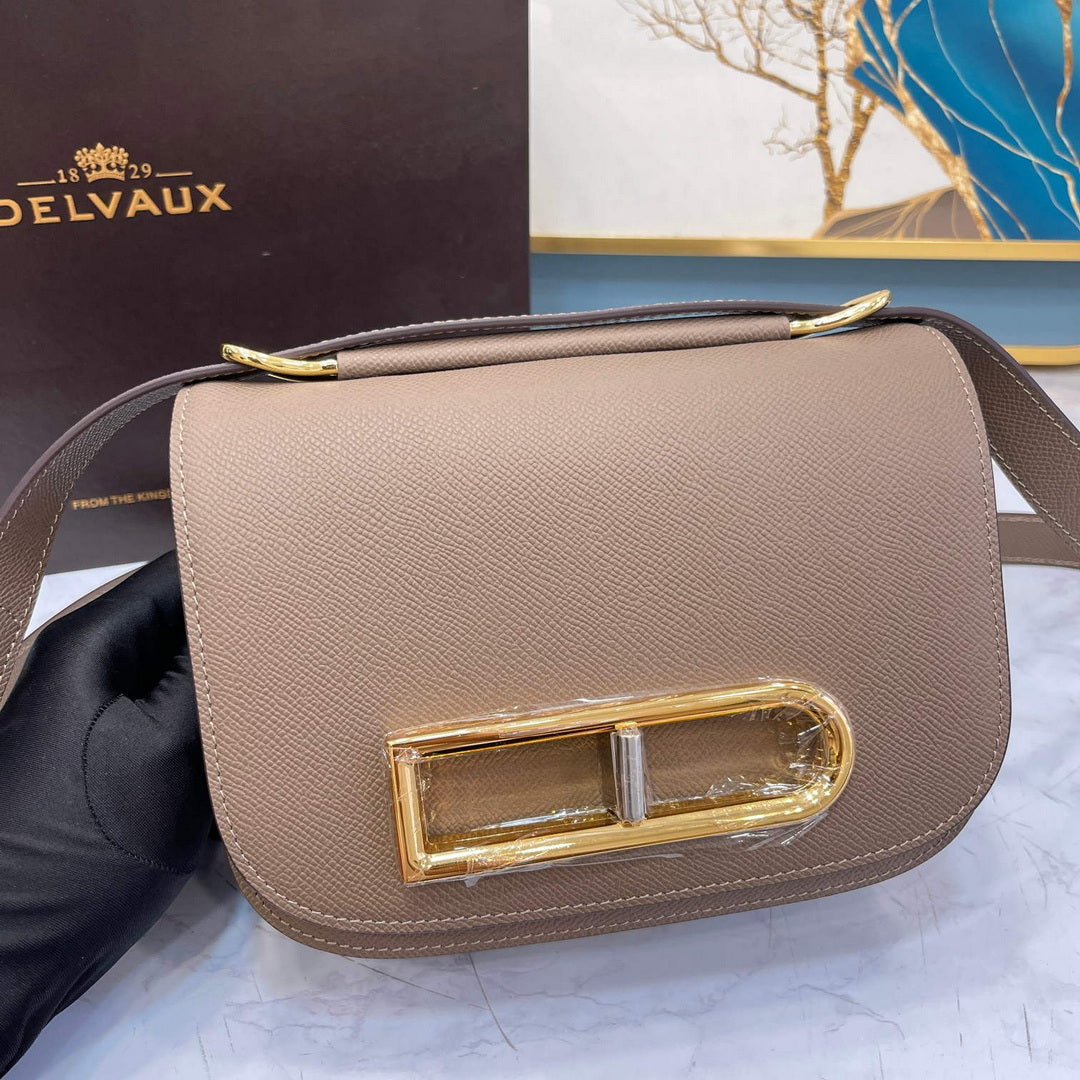 Delvaux AA0574 Lingot Alpina Calf Bag Elephant Gray