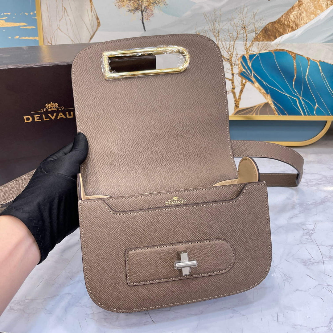 Delvaux AA0574 Lingot Alpina Calf Bag Elephant Gray