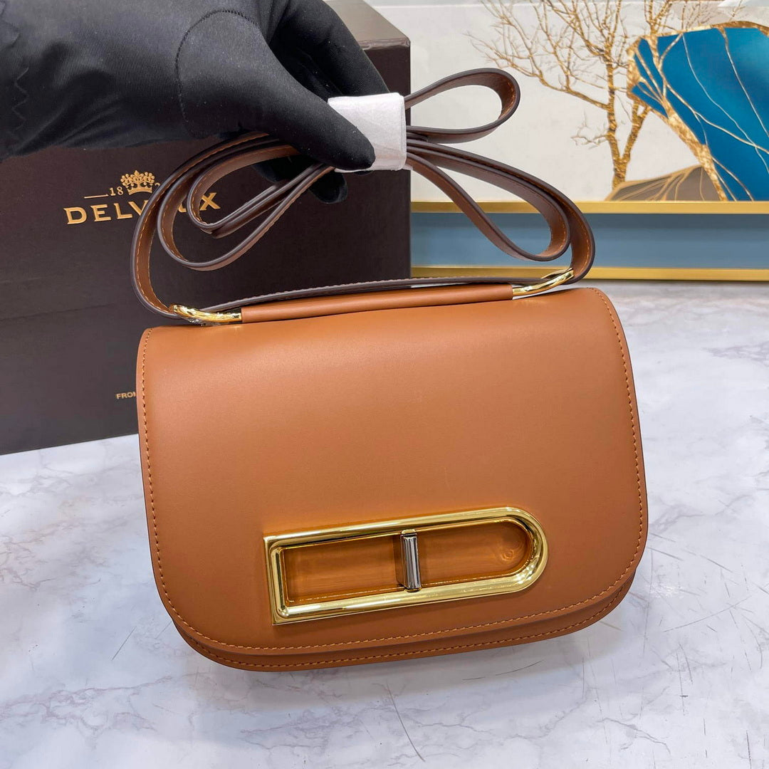 Delvaux AA0574 Lingot Alpina Calf Bag Brown