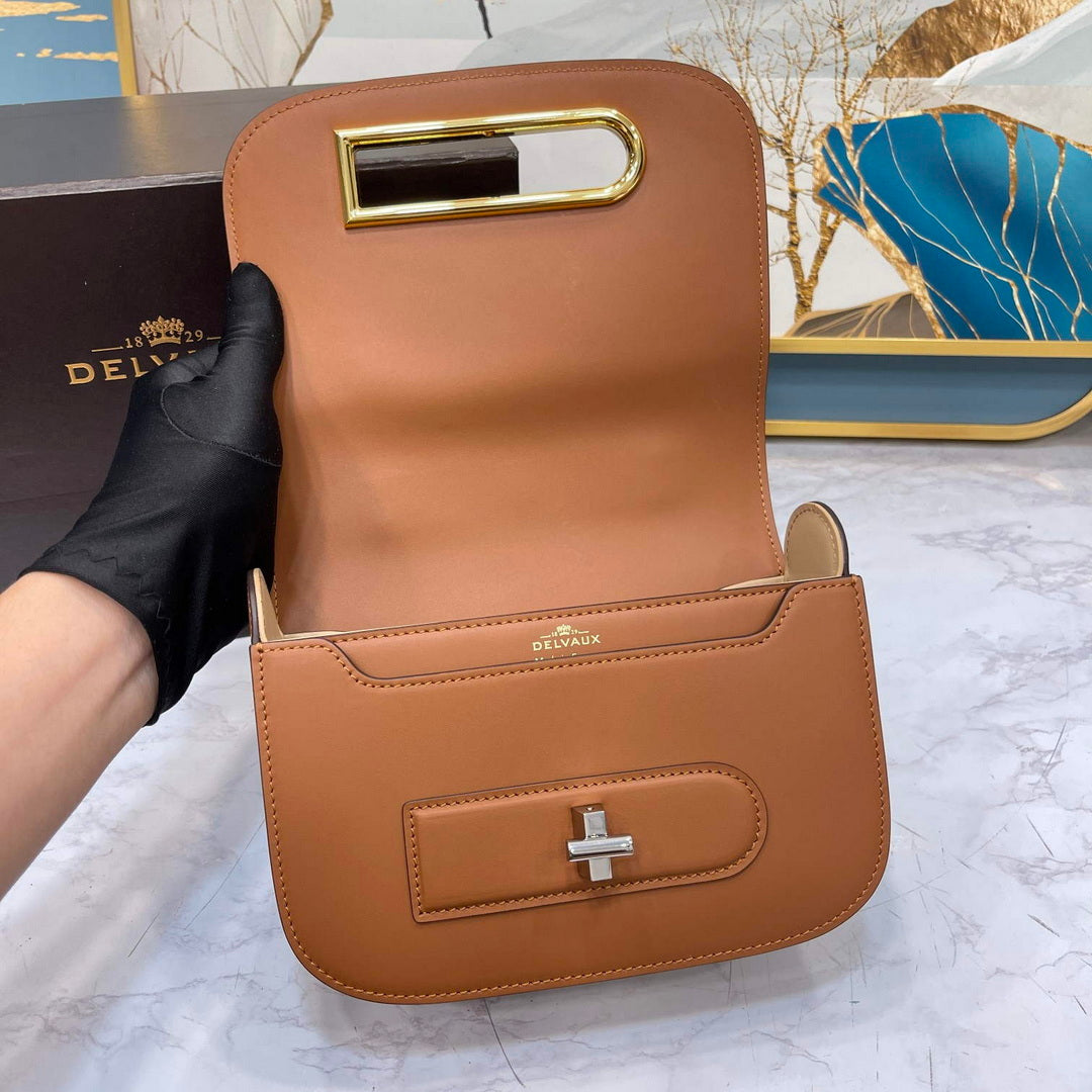 Delvaux AA0574 Lingot Alpina Calf Bag Brown