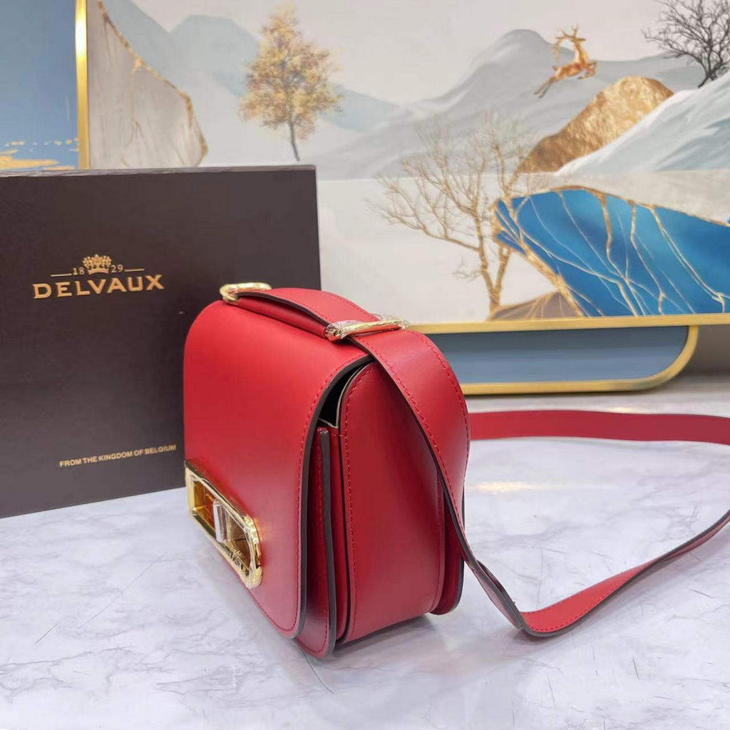 Delvaux AA0574 Lingot Alpina Calf Bag Red