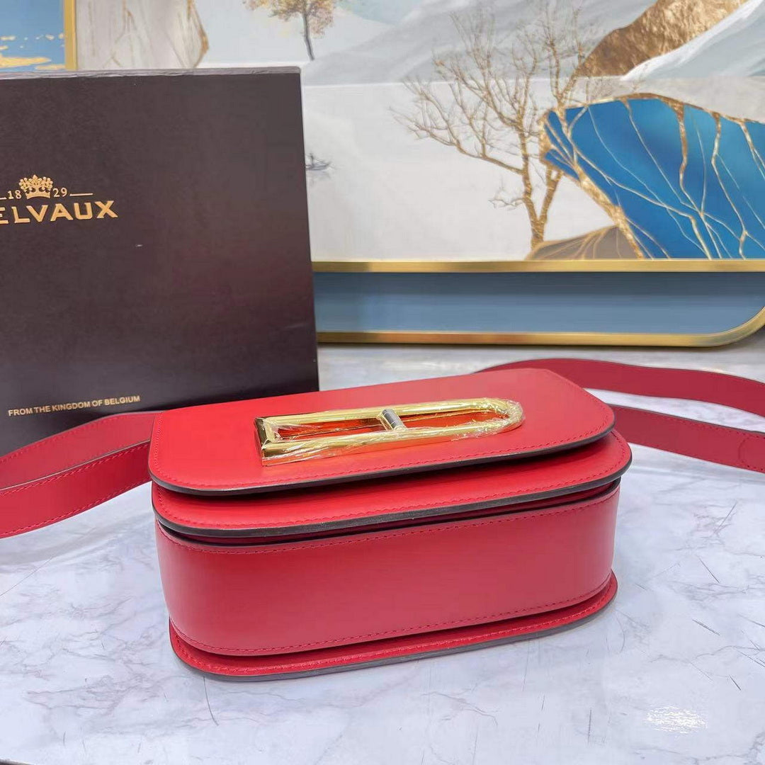 Delvaux AA0574 Lingot Alpina Calf Bag Red