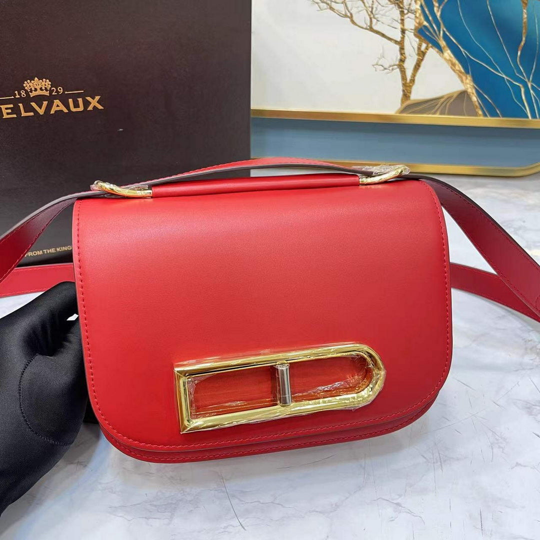 Delvaux AA0574 Lingot Alpina Calf Bag Red