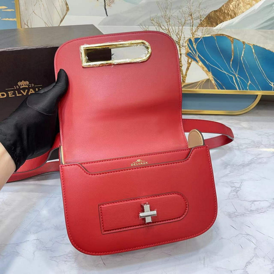 Delvaux AA0574 Lingot Alpina Calf Bag Red