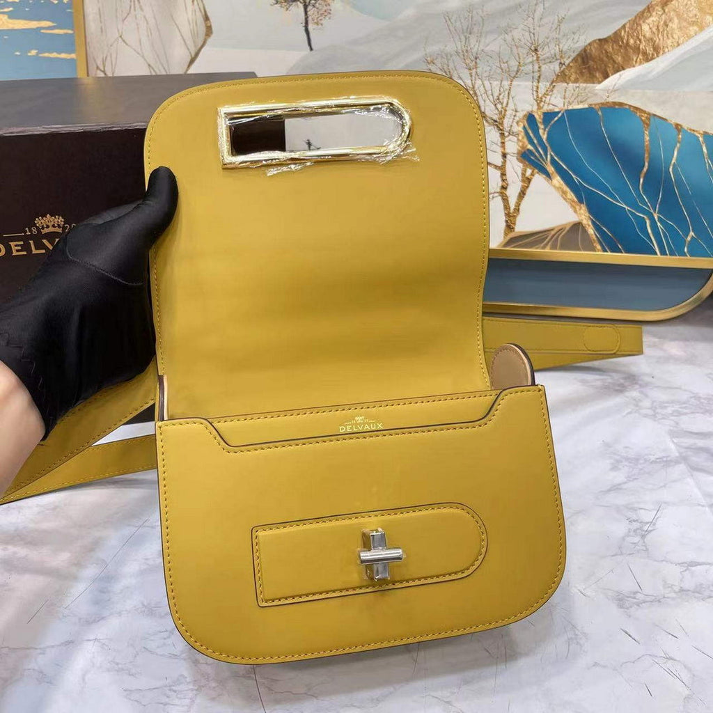 Delvaux AA0574 Lingot Alpina Calf Bag Yellow