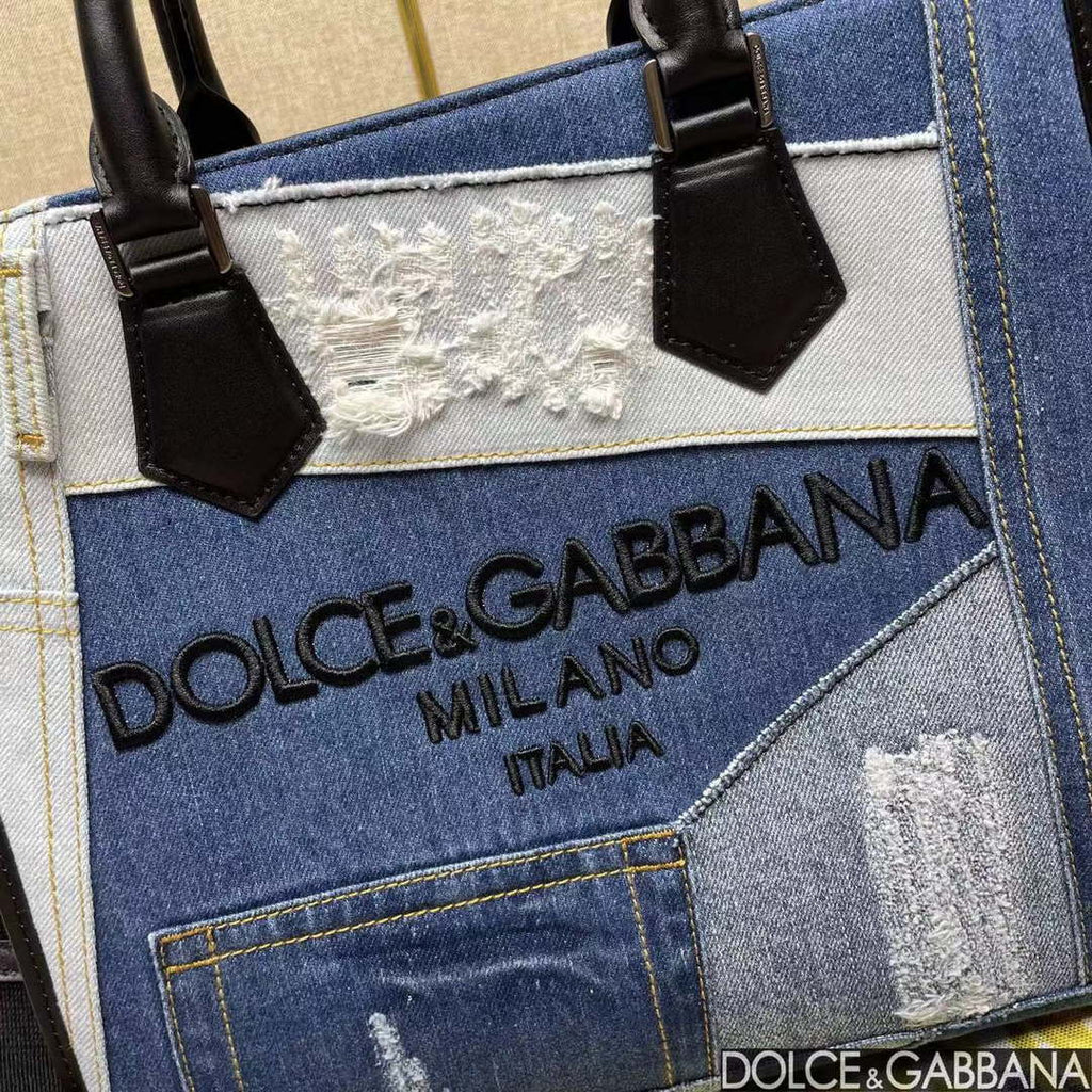 DG 2012AO9988B015 Dolce & Gabbana Edge logo patch denim shopping bag