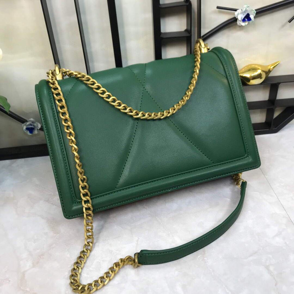 DG BB6652 Dolce Gabbana Medium Devotion crossbody bag in quilted nappa leather Green