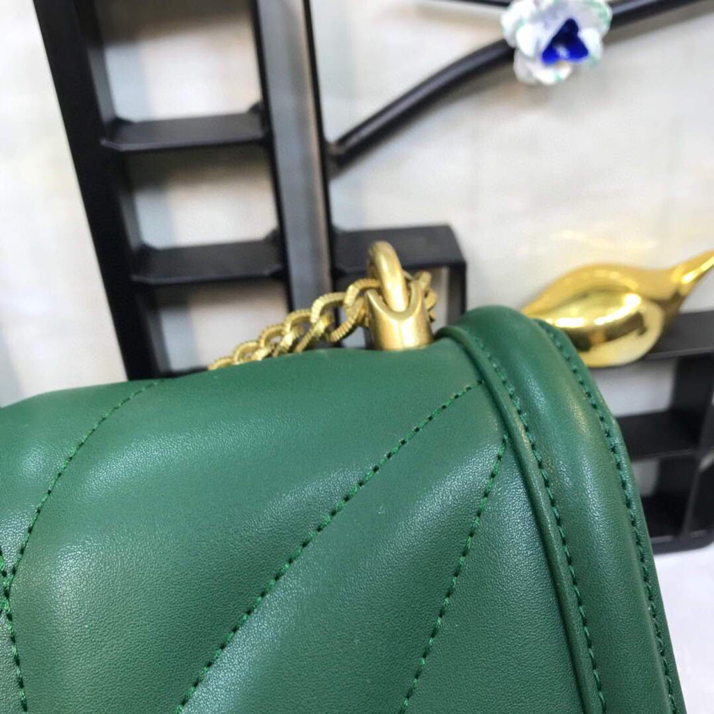 DG BB6652 Dolce Gabbana Medium Devotion crossbody bag in quilted nappa leather Green