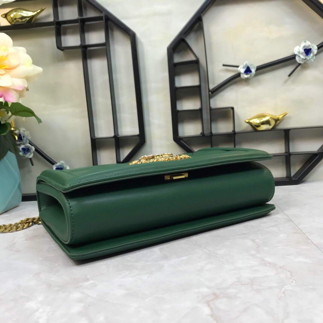 DG BB6652 Dolce Gabbana Medium Devotion crossbody bag in quilted nappa leather Green