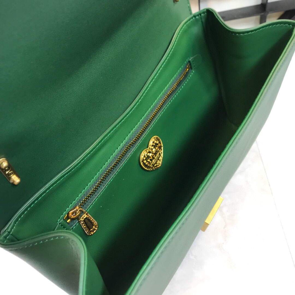 DG BB6652 Dolce Gabbana Medium Devotion crossbody bag in quilted nappa leather Green